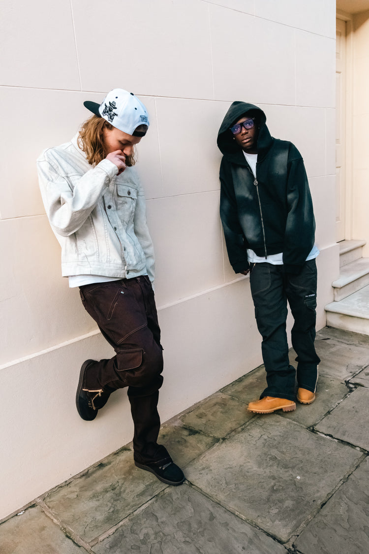 OVERDYƎ AUTUMN ZIP FLARE CARGO PANTS