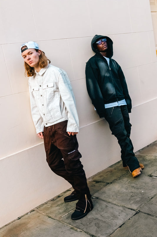 OVERDYƎ AUTUMN ZIP FLARE CARGO PANTS